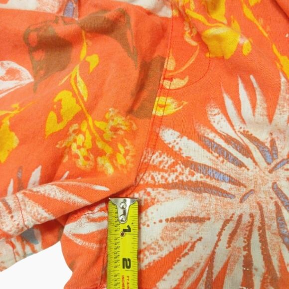 GAP LINEN Shorts Sz S ORANGE Tropical Pull-On Floral Boxy Beach Travel Coastal - Picture 9 of 10